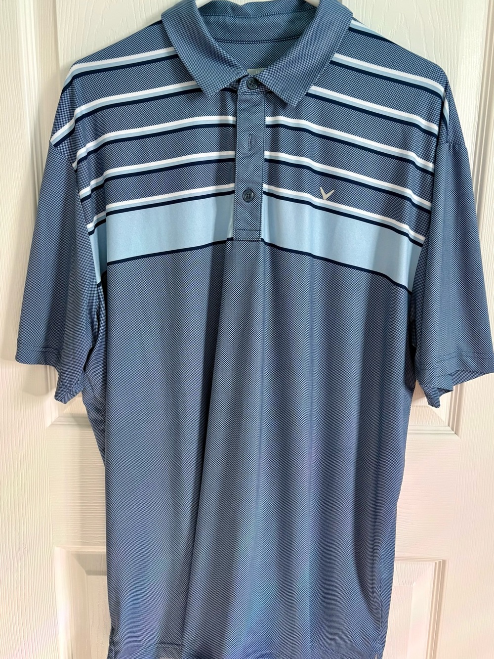 Callaway Navy and Light Blue Striped Golf Polo